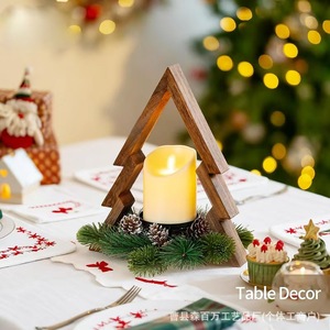 Wooden <b>Christmas</b> Candle Stand Triangle Shape Home Decoration Retro Color <b>Tree</b> Material For Holiday <b>Table</b> Decor - Product Image 1