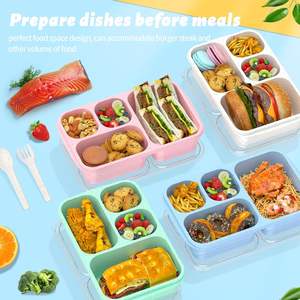 Large Capacity Bento <b>Box</b> for Adults <b>Stackable</b> <b>Lunch</b> <b>Box</b> with 4 Compartments Microwave & Dishwasher Safe Reusable Meal Prep - Product Image 2
