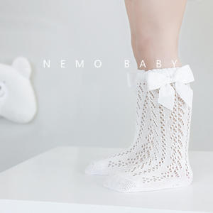 ถุงเท้ายาวถึงเข่าสำหรับเด็กถุงเท้าตาข่ายแบบบางพร้อมริบบิ้น - Product Image 1