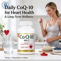 Compléments Végétaliens OEM Coenzyme Q10 Ubiquinol à Base de Plantes pour la Santé Cardiaque et Cérébrale – Capsules de CoQ10 et Oméga 3 en Gélules Molles