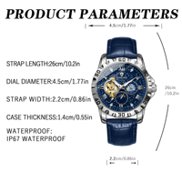 Montre automatique mécanique pour homme BINBOND 2026 avec bracelet en cuir véritable, lumineuse, étanche, décontractée et tendance