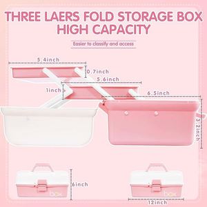 12in Three-Layer Multipurpose <b>Storage</b> <b>Box</b> Organizer Folding <b>Tool</b> <b>Box</b> Sewing Supplies Organizer Medicine <b>Box</b> with 2 Trays - Product Image 6