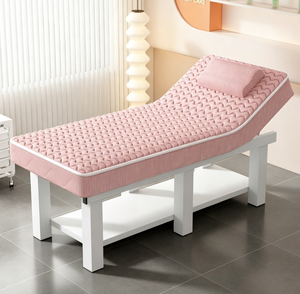 Table de massage rose moderne, lit de spa en fer, table de soin du visage avec appui-tête intégré pour salon et usage domestique - Product Image 1