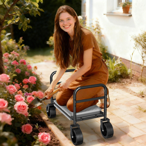 Safe Overcharge Protection Metal Garden Kneeler and Seat with 360 Degree Wheels for Lawn <b>Farm</b> and Home Gardening Use - Product Image 1