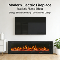 Cheminée électrique murale suspendue avec effet de flamme LED, chaleur réglable pour chambre à coucher, appartement, hôtel