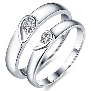 G2970 도매 Anillos 발렌타인 데이 간단한 약혼 선물 웨딩 하트 모양 CZ 다이아몬드 커플 링 패션 보석 반지 - Product Image 6