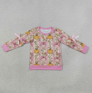 Robe de Noël pour filles, imprimé nœud, manches longues, ourlet à volants, motif dinde et citrouille de Thanksgiving, tenue de fête pour tout-petits - Product Image 6