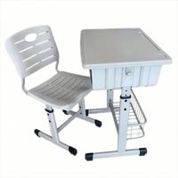 Ensemble de bureau et chaise réglables pour enfants et étudiants avec tiroir et structure métallique pour l'étude en classe