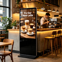 Pantalla Digital Comercial de 43" a 65", con Soporte de Piso, Resolución 2K 4K, Pantalla LCD, Vidrio Templado, Marco de Aleación de Aluminio, para Centros Comerciales, Hoteles y Vestíbulos