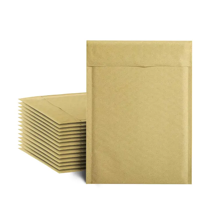 Doğal kahverengi Kraft Bubble Mailers 7.25X7 yastıklı zarflar kağıt yastık zarfları soyma mühür posta nakliye paketi