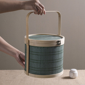 Panier cadeau en bambou tressé avec poignée pour l'emballage des Zongzi du Festival du bateau-dragon 2023 - Product Image 1