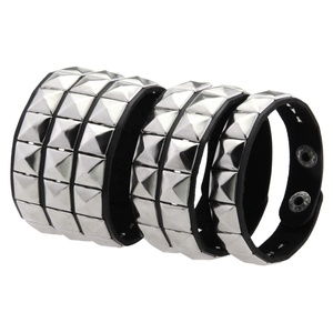 Fashion Leather <strong>Bracelet</strong> Punk Street Shot Nightclub Square Rivet Bangle <strong>Couple</strong> Leather <strong>Bracelet</strong> - Product Image 1