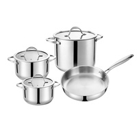 304 #   Ensemble de casseroles en acier inoxydable comprenant une casserole de 18 cm + une marmite de 20 cm/24 cm |   Poêle à frire de 24 cm à trois plis + base à induction à 5 plis