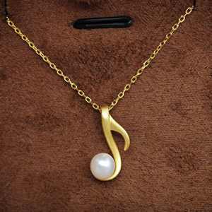 Collar con Colgante en Forma de Nota Musical Chapado en Oro de Plata 925 de UM Jewelry, Perla Natural de Agua Dulce, Regalo de Boda o Compromiso - Product Image 4