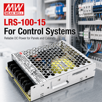 Alimentation à découpage MEANWELL LRS-100-15 105W 15VDC, boîtier métallique compact pour équipement de contrôle d'automatisation industrielle