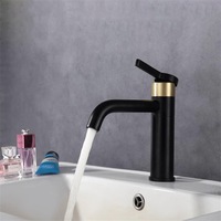 Robinet de salle de bain Kaiping en cuivre brossé or, mitigeur d'eau chaude et froide pivotant, avec cartouche céramique, idéal pour hôtels et toilettes