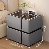 Table de chevet intelligente en bois de luxe moderne avec lumière LED, chargeur sans fil, haut-parleurs, 2 tiroirs, écologique, durable, appartement, hôtel