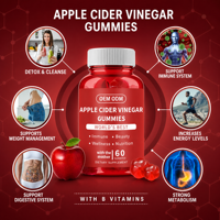 Gummies au vinaigre de cidre de pomme avec la mère, complément alimentaire, 60 unités, vente en gros pour marques