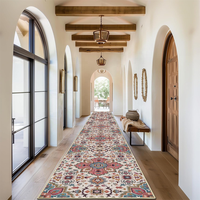 Extra Long Runner Rug Custom Length Crystal Velvet Corridor Hallway Eco-Friendly Pet Friendly Non-Slip Bottom Three-Stripe Home