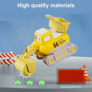 Jouets de véhicules de chantier de <span class=keywords><strong>dessin</strong></span> <span class=keywords><strong>animé</strong></span>, <span class=keywords><strong>mini</strong></span> camion d'ingénierie à pression et à poussée, ensemble de bulldozer, excavatrice, rouleau compresseur, poinçonneuse pour tout-petits - Product Image 6