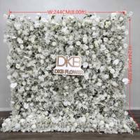 Mur de fleurs artificielles de luxe rouge dégradé personnalisé en tissu pour décoration de scène de mariage, fenêtre et photomaton