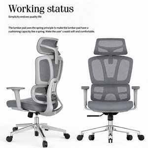 Chaise de bureau ergonomique en maille, chaise de gaming avec base en aluminium - Product Image 3