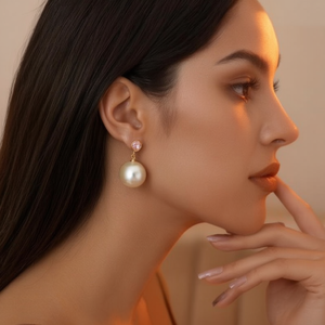 Fashion Drop <b>Earrings</b> 316L Stainless Steel PVD Gold Plating Pearl Pink <b>Crystal</b> Dangle <b>Studs</b> For Women - Product Image 3