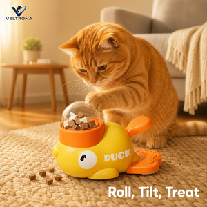 Distributeur de friandises en forme de canard jaune, jouet interactif de distribution lente et de puzzle pour chiens et chats, avec inclinaison pour libérer les croquettes et les friandises - Product Image 6