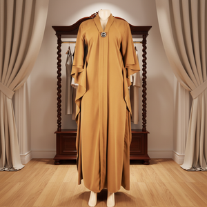 Plus Size Anti-static Breathable Fabric Modest Ankle Length <strong>Abaya</strong> Women's Ruffle Slit Muslim Dress Kimono <strong>Abaya</strong> Dubai Max 5XL - Product Image 2