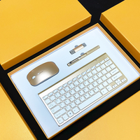 Produit d'entreprise de luxe, impression couleur argent, stylo promotionnel USB sans fil, souris de bureau, clavier, ensemble cadeau