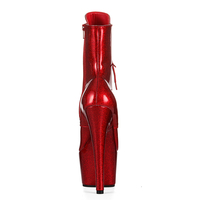 Bottines de performance en PU rouge cristal à talon haut de 17 cm, plateforme épaisse, à lacets, pour clubbing et danse, pour revendeurs