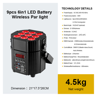 Bühnen lichter Batterie ACCU LED Par Spot Wash Wireless DMX512 RGBW UV 9x10W Uplight für Wedding Disco DJ TV Show