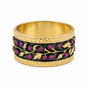 Anello vintage con foglie di vite incise, design floreale, accessori di moda per l'uso quotidiano - Product Image 5
