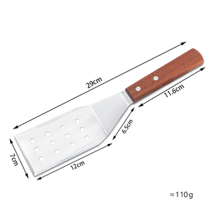 Spatule DF30 en acier inoxydable avec manche en bois 36 cm, outil de cuisine durable pour la cuisson et la grillade - Product Image 4