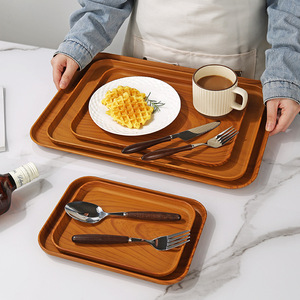 Plateau rectangulaire en bois grainé pour servir des desserts, des fruits, du thé et du café dans les restaurants et les hôtels - Product Image 2