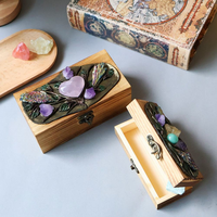 Boîte à bijoux artisanale en bois, nouveau design 2026, idéale pour collection de cristaux et ornements, cadeau parfait