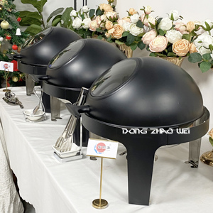 Buffet d'hôtel de luxe Buffet d'hôtel Chauffe-plat thermique en acier inoxydable Ensemble de chauffe-plats noirs 6L Round Roll Top Chauffe-plats - Product Image 6