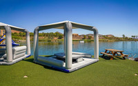 Chaise longue gonflable Party Dock Cabana Raft Plate-forme Maison flottante Pub avec tente