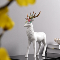 Artisanat Décoration de style nordique Sculpture d'élis Figurine Décoration de salon Décoration de maison Statue de cerf blanc Famille de cerfs Ornement artisanal