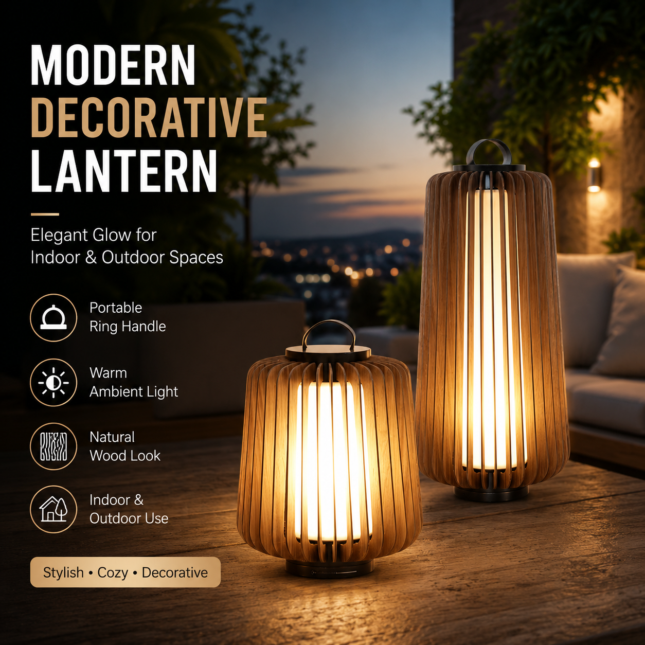 Large LED Garden Light Decorative Warm White Stainless Steel Remote Control IP65