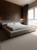 Lit de rangement en bois de pin pour blocs de tofu, design nordique moderne et minimaliste en tissu, lit de mariée sur pieds au sol pour cadre de lit