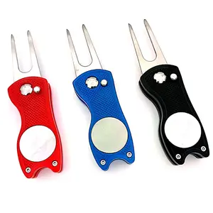 Golf Ball Marker Divot Tool Magnético Hat Clip Magnético Logotipo personalizado Em branco Metal Bulk Golf Divot Repair Tool Ball Marker