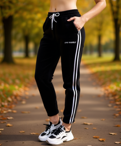 Pantalones Harem de Felpa para Mujer, Largos hasta el Tobillo, con Cordón Ajustable, Rayas Laterales, Casuales, Otoño, Tallas L-3XL - Product Image 2