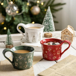 Tasses à café en céramique de style nordique pour Noël, tasses à eau en céramique, assiettes à dessert et assiettes à steak occidentales pour la maison - Product Image 1