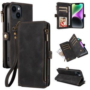 Sac à main en cuir de luxe avec lanière dragonne fermeture éclair portefeuille étui de téléphone pour <span class=keywords><strong>iphone</strong></span> 17 16 15 14 13 12 11 Pro Max <span class=keywords><strong>Xs</strong></span> 7 8 Plus - Product Image 1
