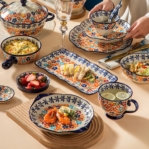 Ensemble de vaisselle et de plats de style bohème polonais, plaque de cuisson domestique, service de vaisselle assorti, assiettes et plats ODM - Product Image 1