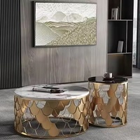 Meubles de maison modernes Table en marbre pour le thé et la télévision Table basse en acier inoxydable Salon en verre Salle à manger Villa Cuisine d'extérieur Utilisation dans la salle de sport