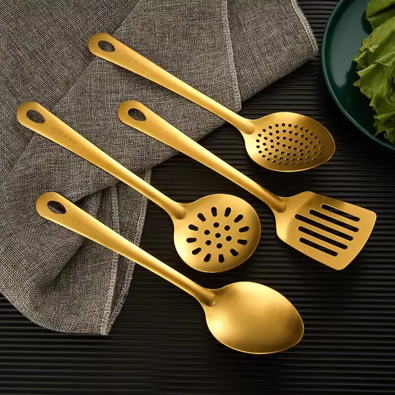 Ustensiles de cuisine en acier inoxydable louche cuillère à soupe louche couverts petite spatule tout habillé spatule ensemble