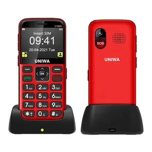 Uniwa V1000 người cao niên điện thoại 4G nút lớn di động với khả năng tương thích trợ thính SOS tính năng bàn phím LTE/GSM QWERTY cho người cao tuổi