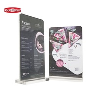 Support de menu de restaurant en plastique acrylique transparent A4 en forme de T, support de table pour hôtel, buffet, marque Goodman, option de logo personnalisé